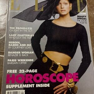Elle magazine Amber Valetta cover with Kate Moss photo layout January 1993